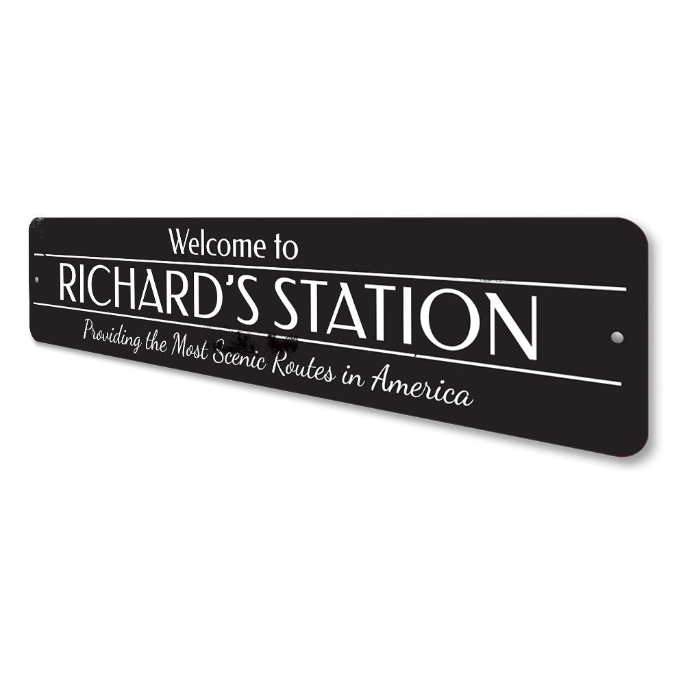 Train Station Welcome Sign Aluminum Sign