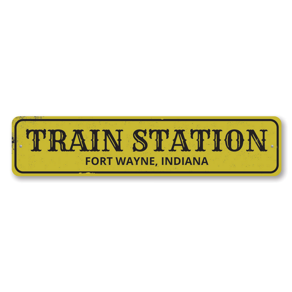 Train Station City State Sign Aluminum Sign