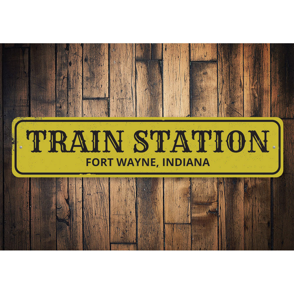 Train Station City State Sign Aluminum Sign