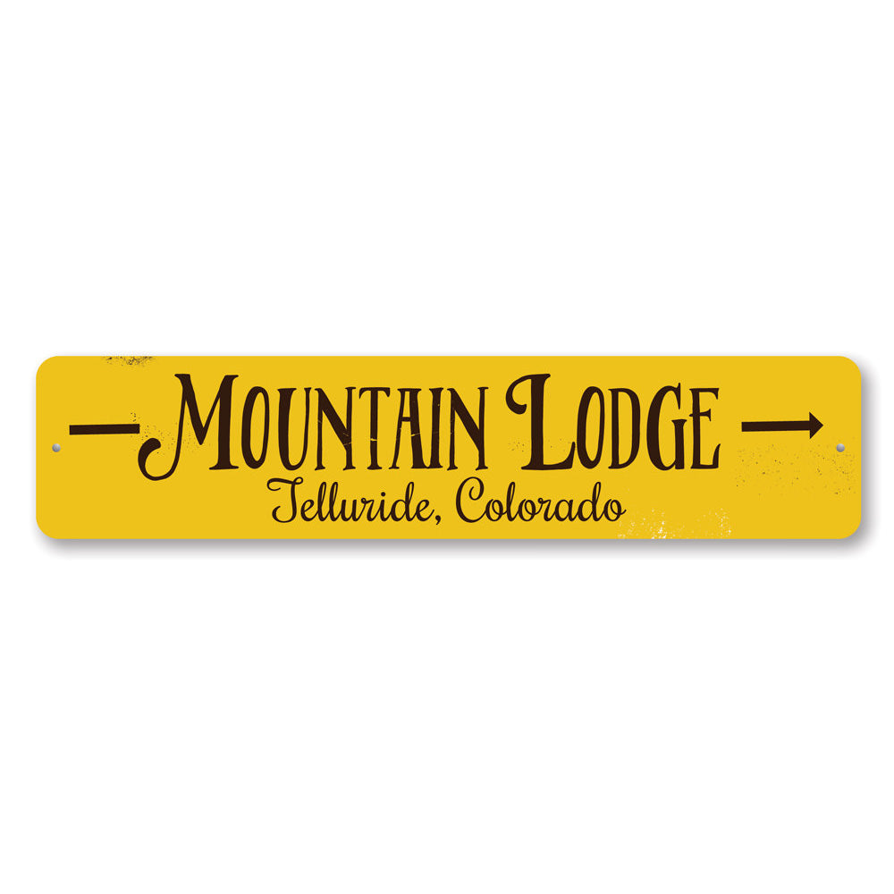 Mountain Lodge Arrow Sign Aluminum Sign