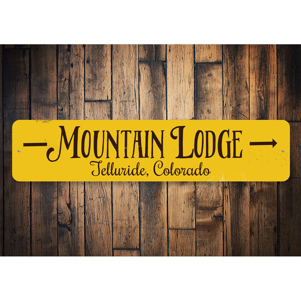 Mountain Lodge Arrow Sign Aluminum Sign