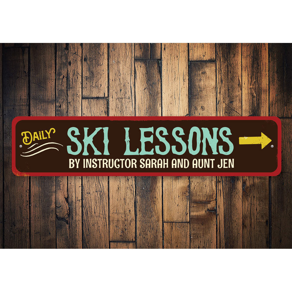 Ski Lessons Sign Aluminum Sign