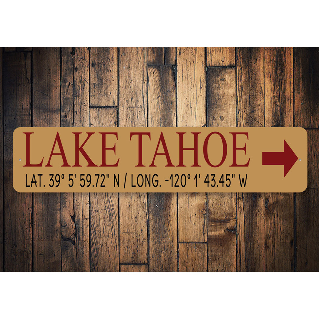 Custom Lake Latitude Longitude Arrow Sign