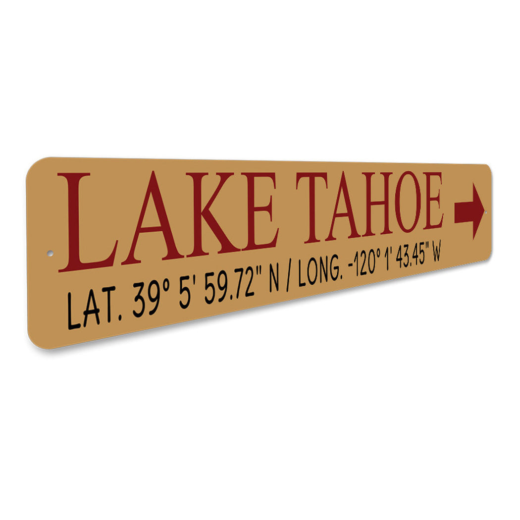 Lat Sign Aluminum Lake Tahoe Signs Custom Latitude Longitude Arrow Sign Novelty ...