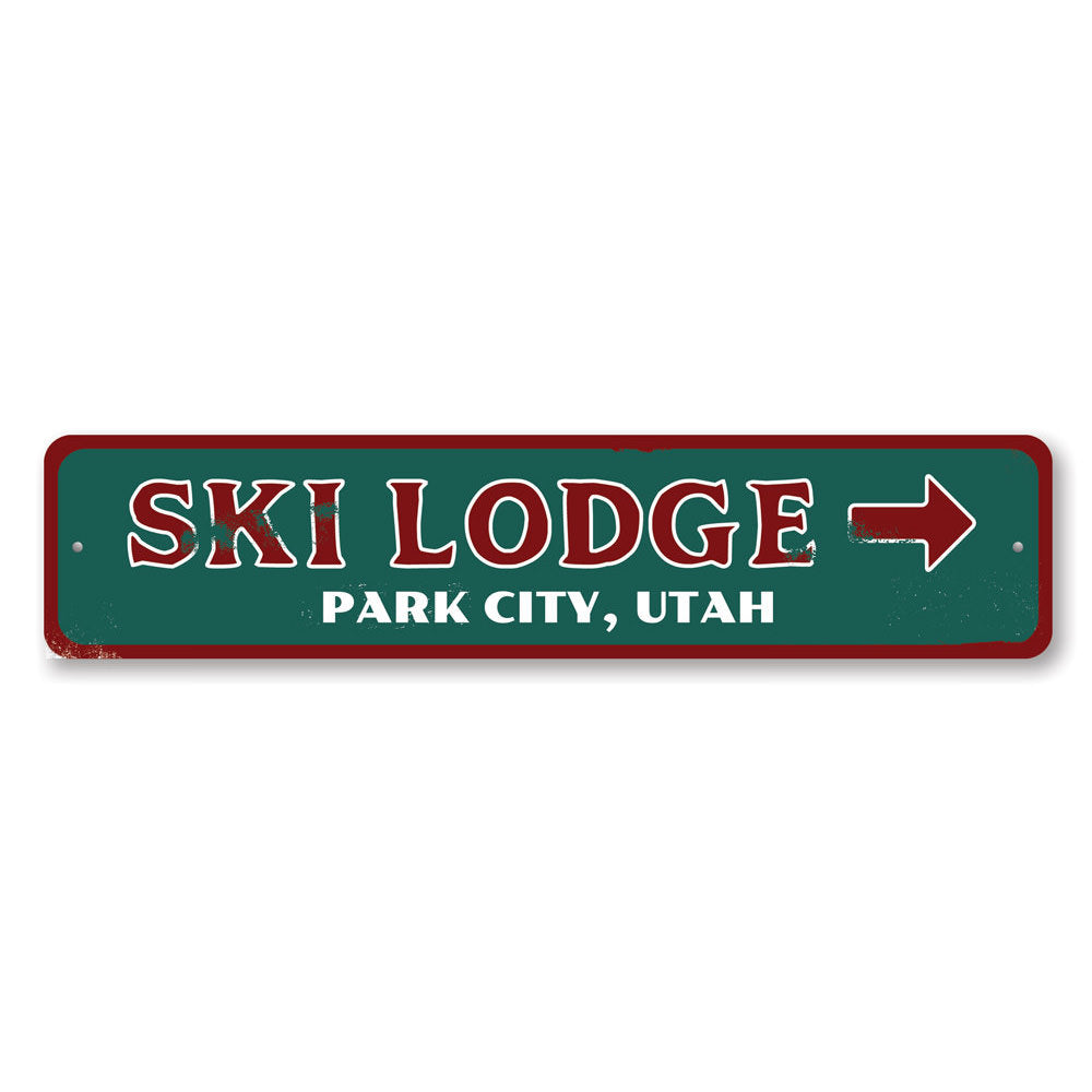 Ski Lodge Arrow Sign Aluminum Sign
