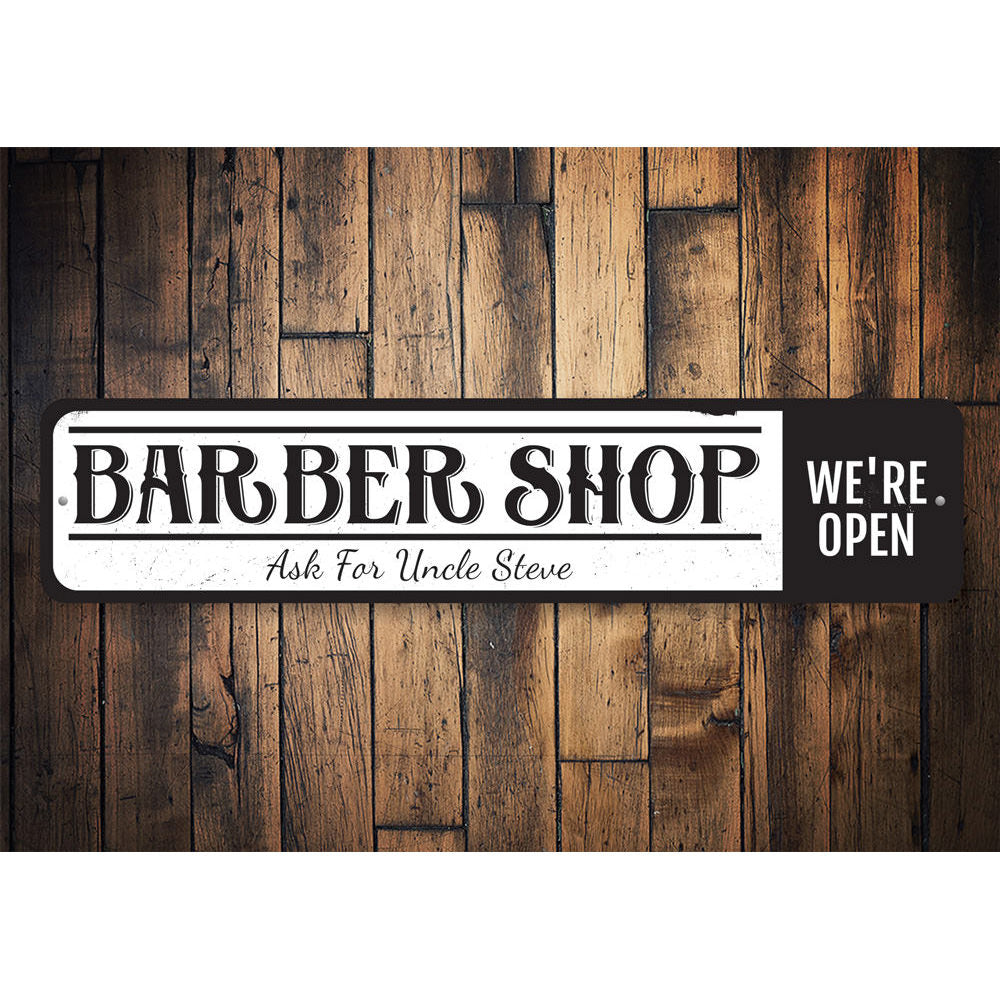 Vintage Barber Shop Shave And Cut Tin Sign - Rustic Barbershop Decor 8x12