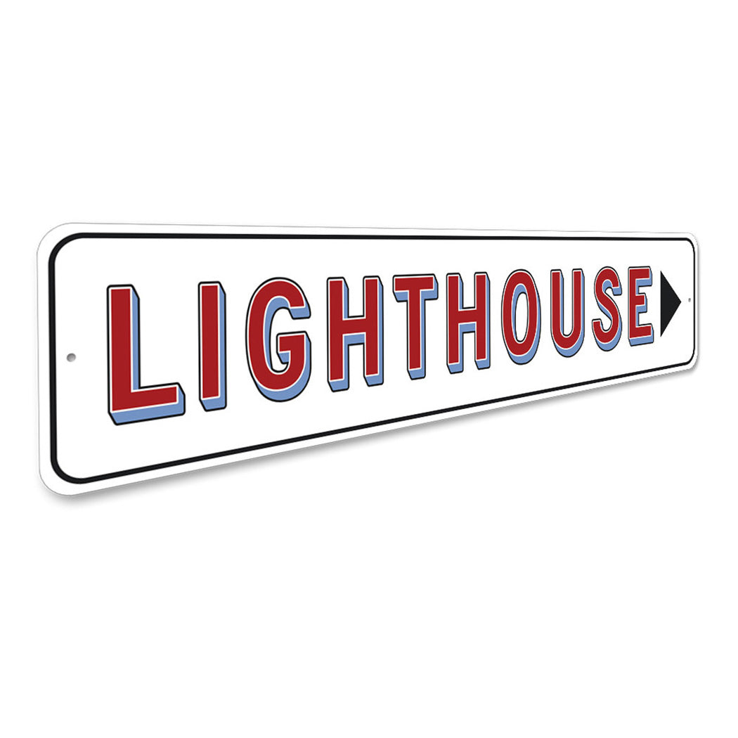 Lighthouse Triangle Arrow Sign