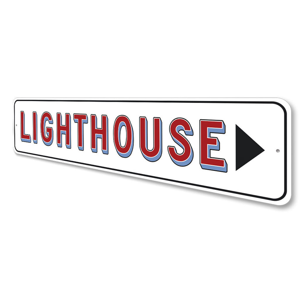 Lighthouse Triangle Arrow Sign