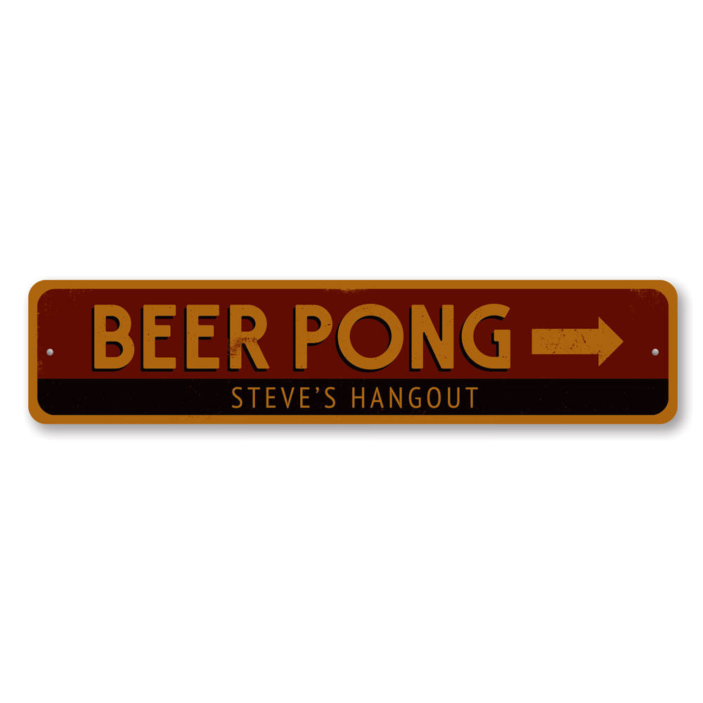 Beer Pong Arrow Sign Aluminum Sign