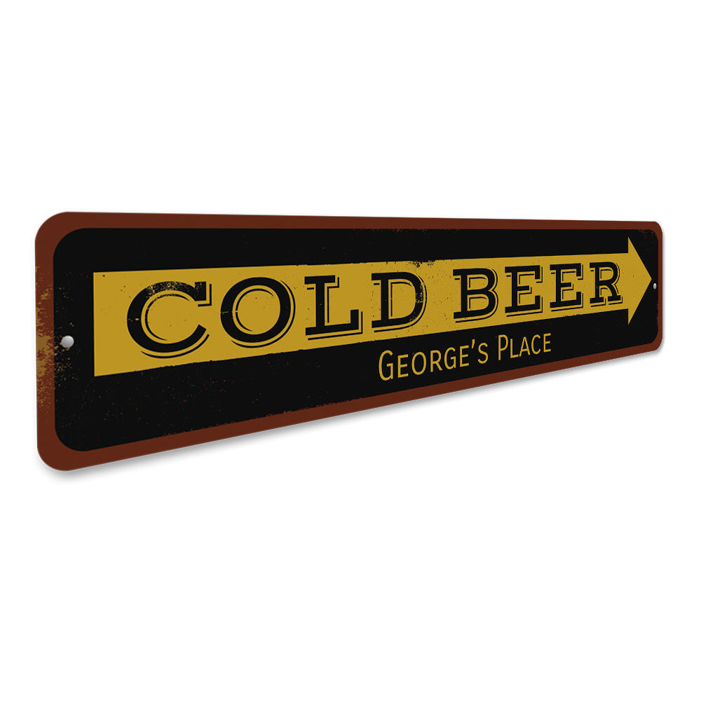 Cold Beer Arrow Sign Aluminum Sign