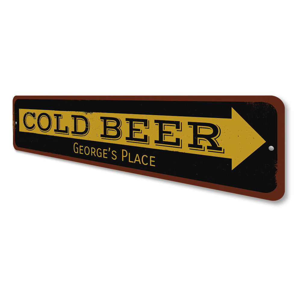 Cold Beer Arrow Sign Aluminum Sign