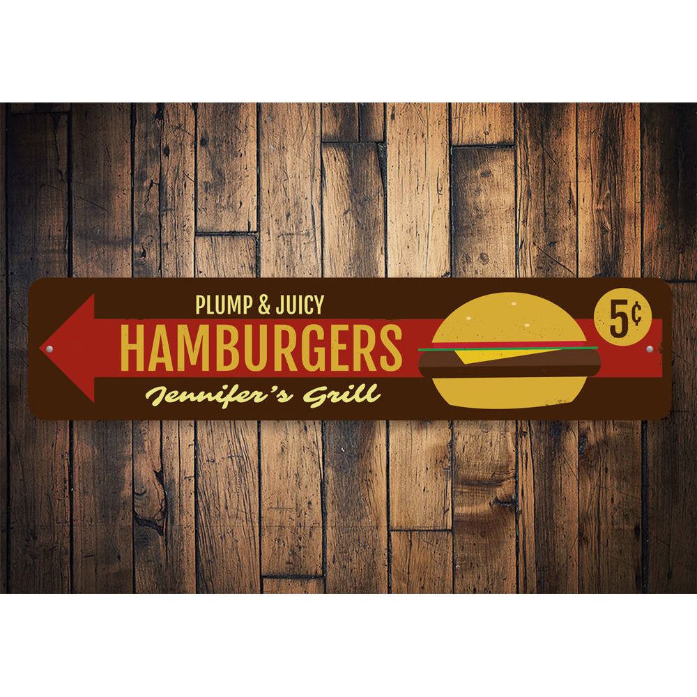 Juicy Hamburgers Sign Aluminum Sign