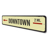 Downtown Mileage Sign Aluminum Sign