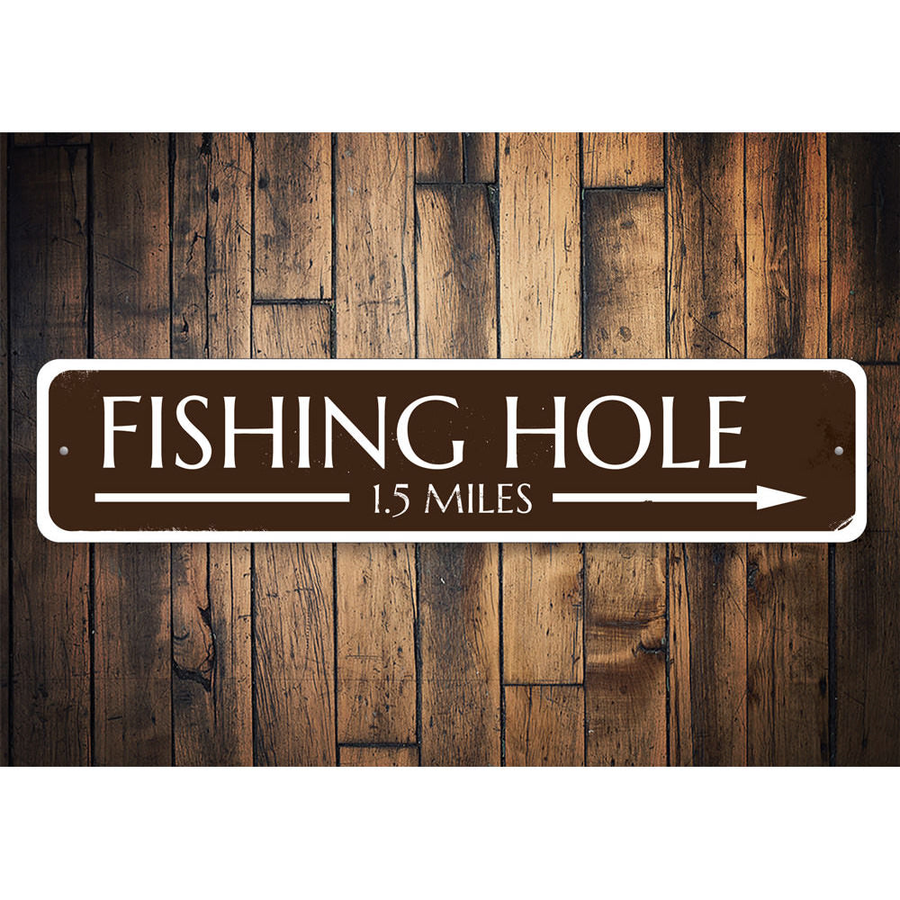 Fishing Hole Arrow Sign Aluminum Sign