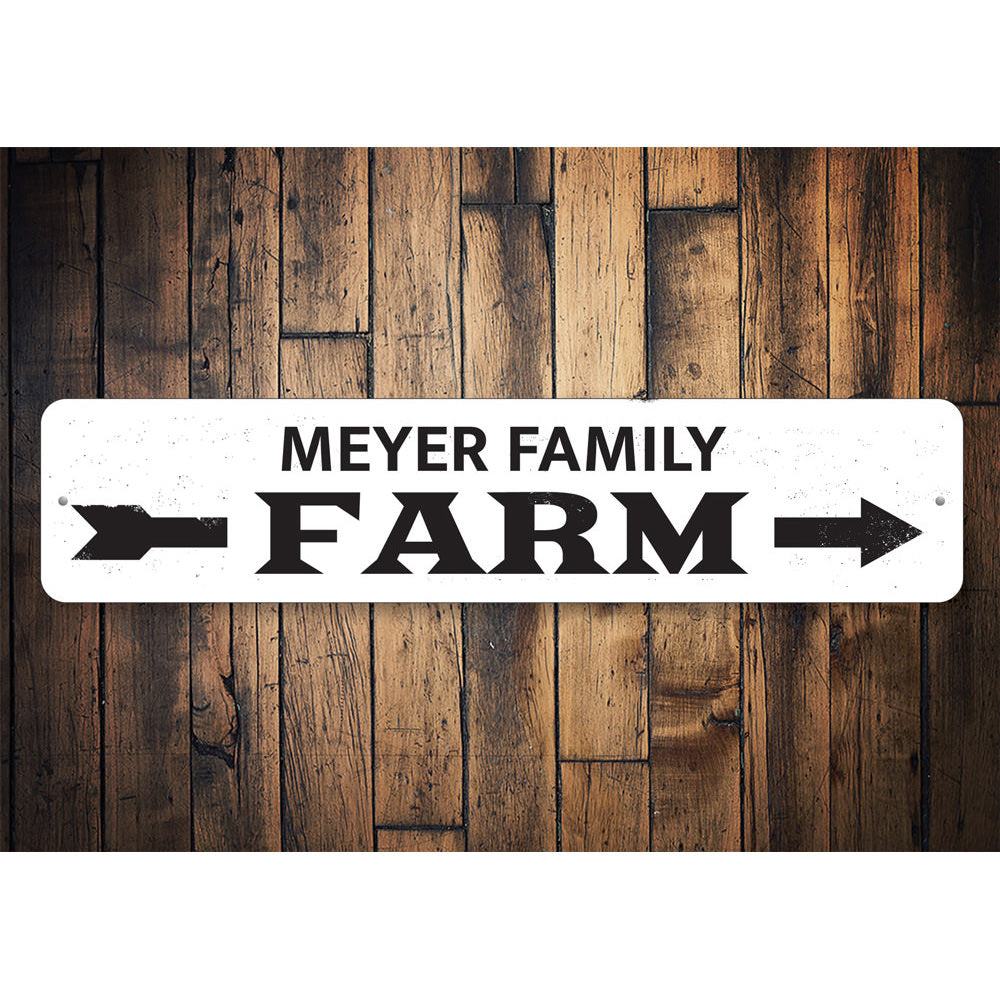 Family Name Farm Arrow Sign Aluminum Sign