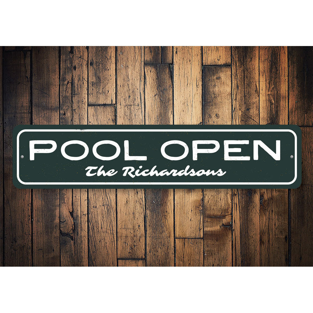 Pool Open Sign Aluminum Sign