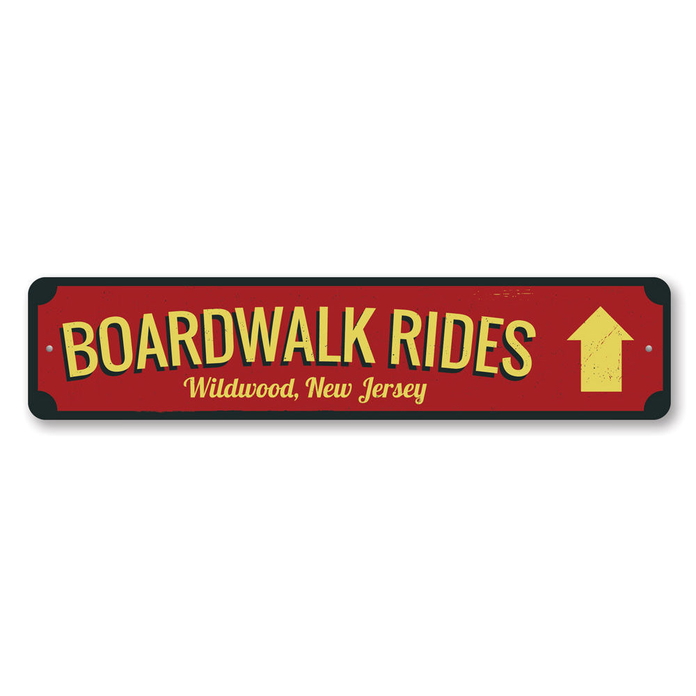 Boardwalk Rides Arrow Sign Aluminum Sign