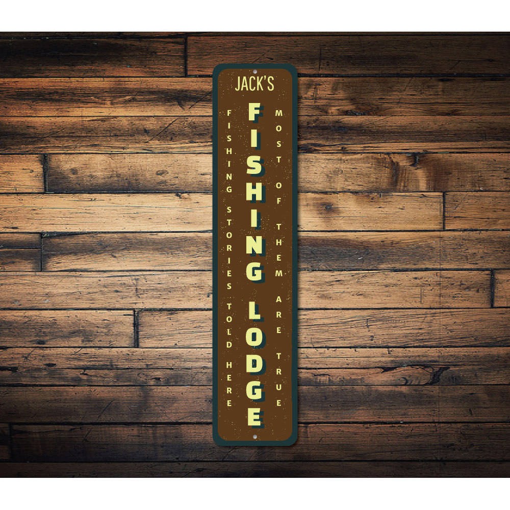 Fishing Lodge Vertical Sign Aluminum Sign