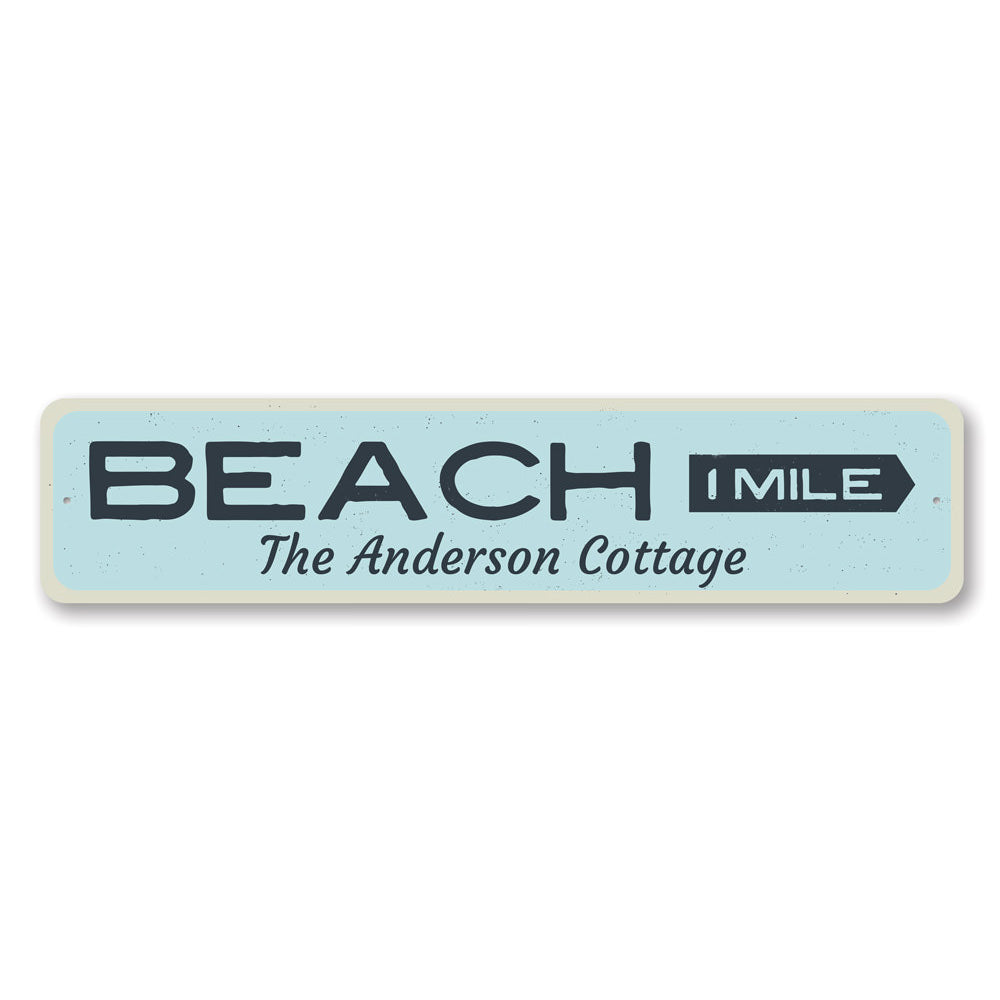 Beach Mileage Arrow Sign Aluminum Sign