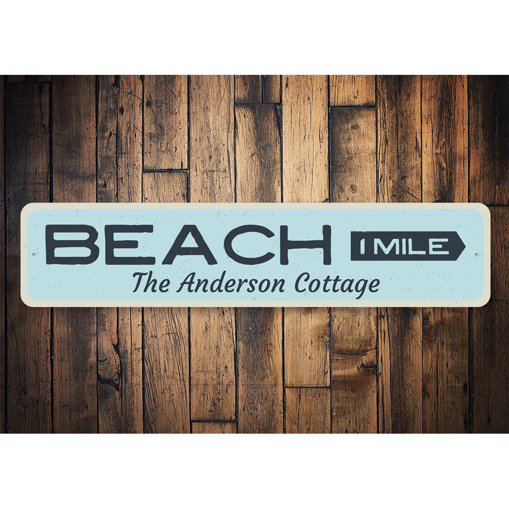 Beach Mileage Arrow Sign Aluminum Sign