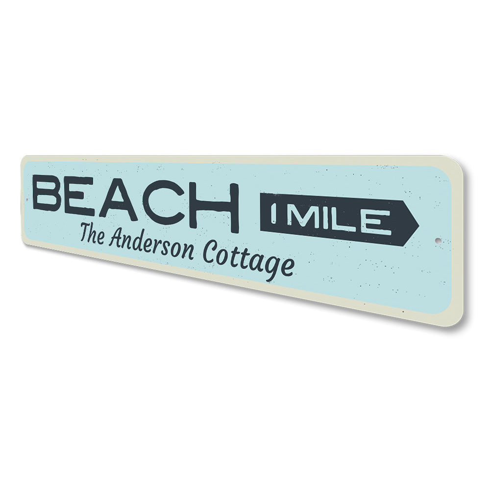 Beach Mileage Arrow Sign Aluminum Sign