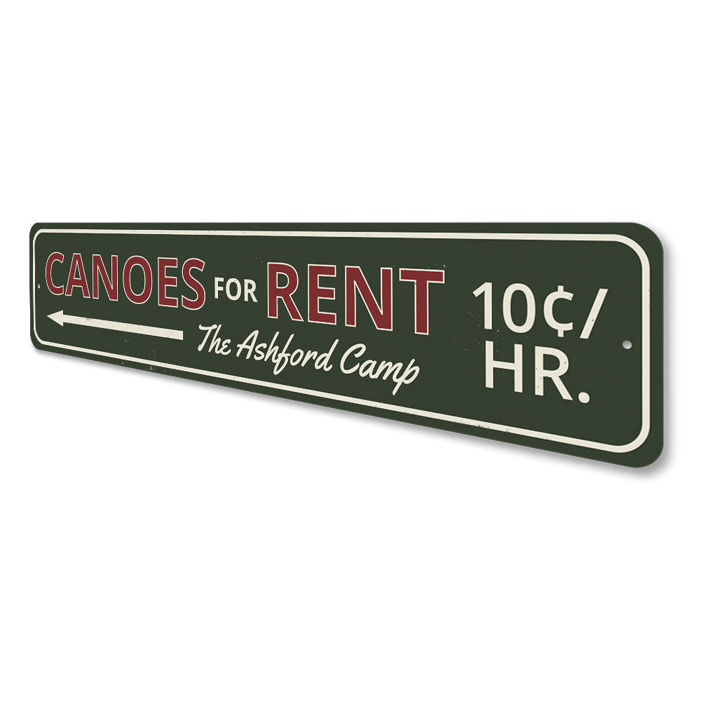 Canoes For Rent Sign Aluminum Sign