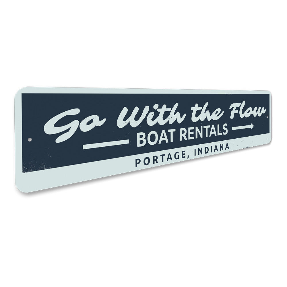 Go with the Flow Lake Sign Aluminum Sign