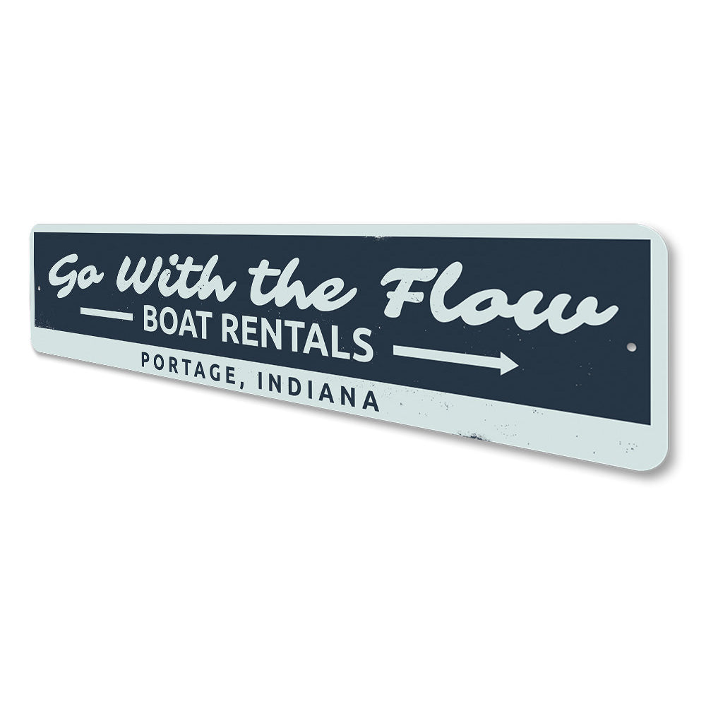 Go with the Flow Lake Sign Aluminum Sign