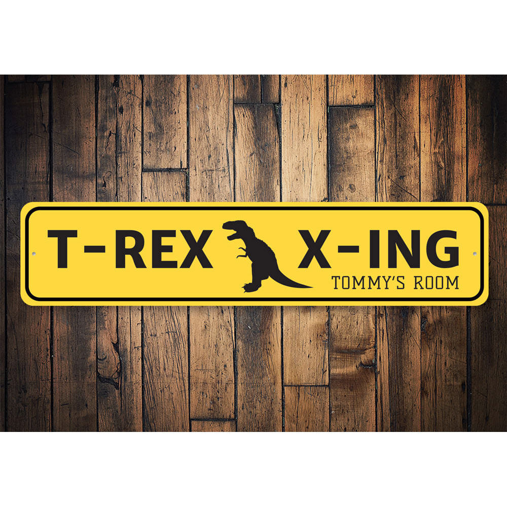 T Rex Crossing Sign Aluminum Sign