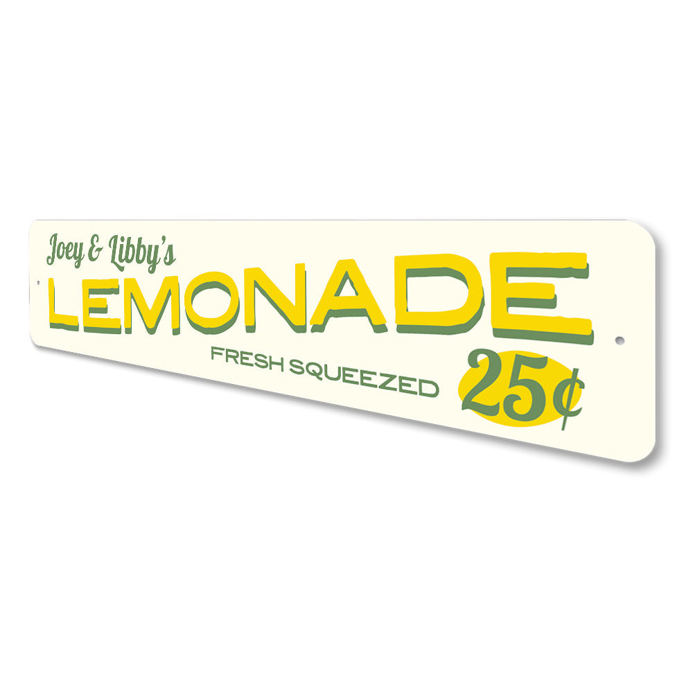 Lemonade 25 Cents Sign Aluminum Sign