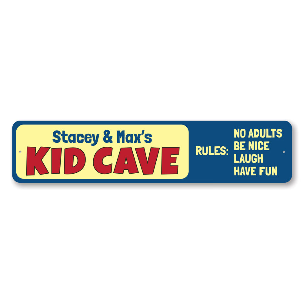 Kid Cave Rules Sign Aluminum Sign