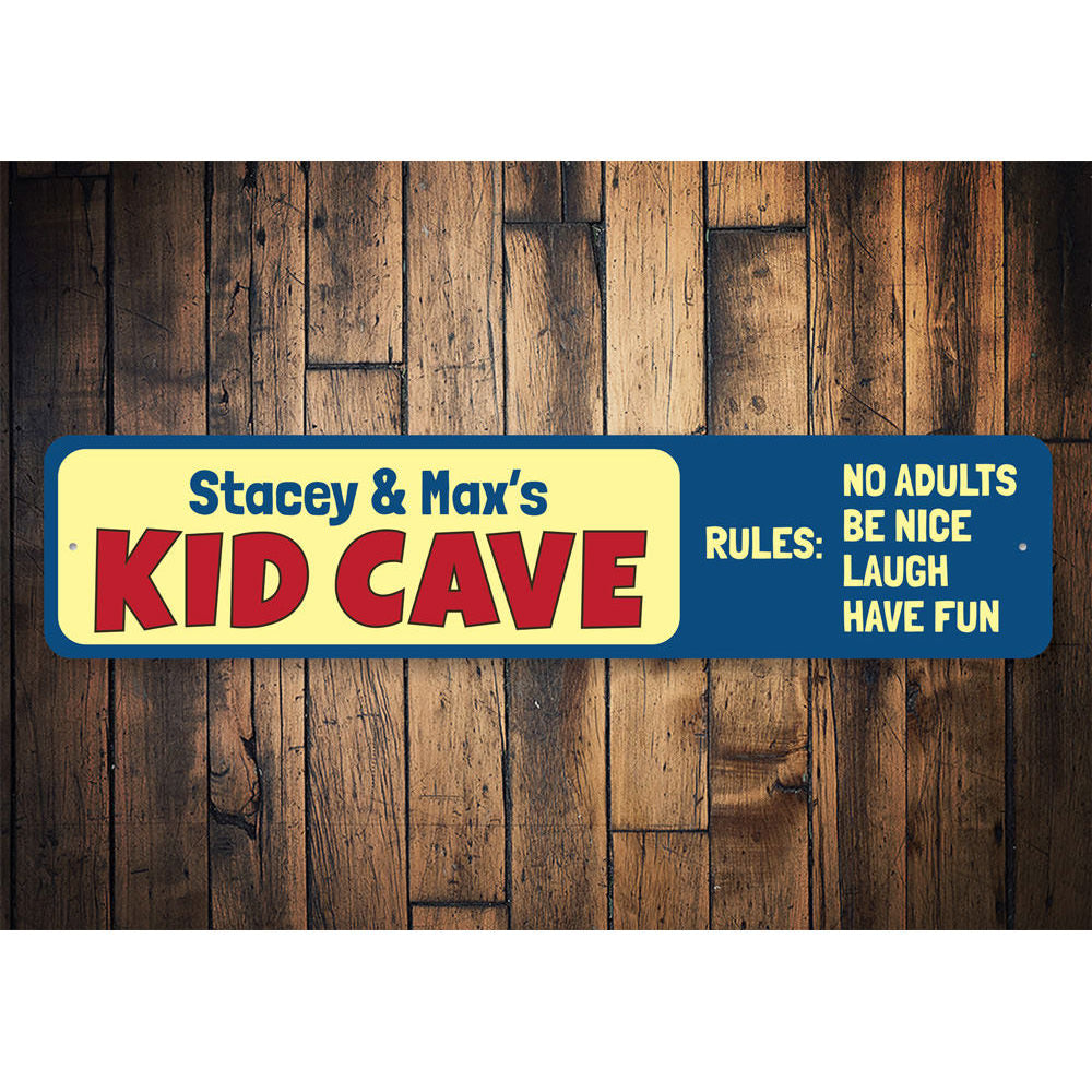 Kid Cave Rules Sign Aluminum Sign