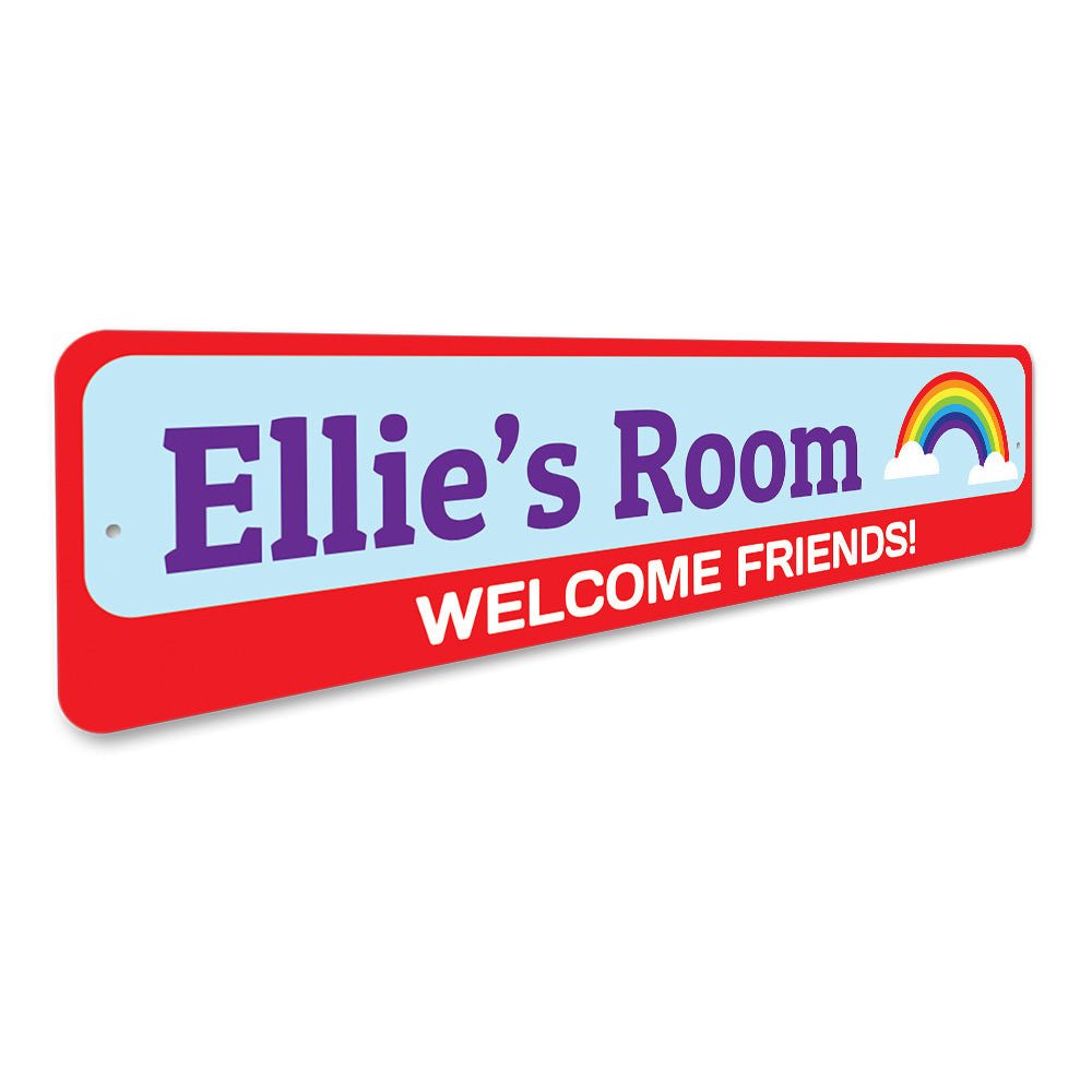 Rainbow Welcome Friends Sign Aluminum Sign