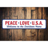 Peace Love USA Sign Aluminum Sign