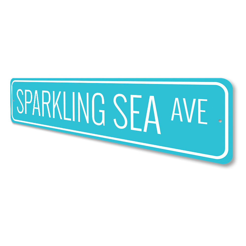 Sparkling Sea Avenue Sign Aluminum Sign