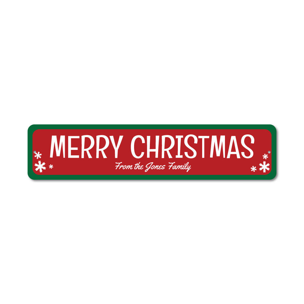 Merry Christmas Family name Snowflake Sign Aluminum Sign