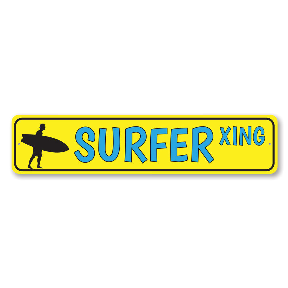 Surfer Crossing Sign Aluminum Sign
