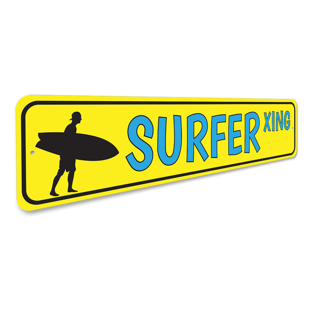 Surfer Crossing Sign Aluminum Sign