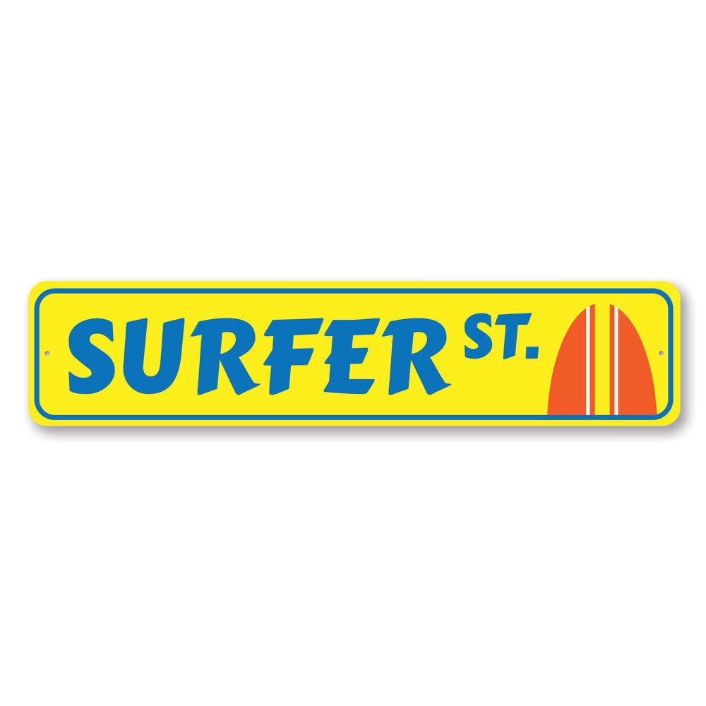 Surfer Street Sign Aluminum Sign