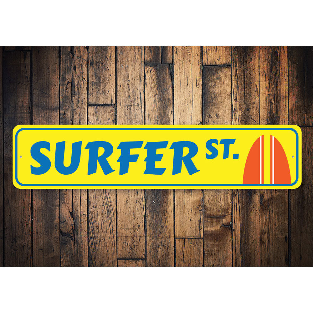 Surfer Street Sign Aluminum Sign