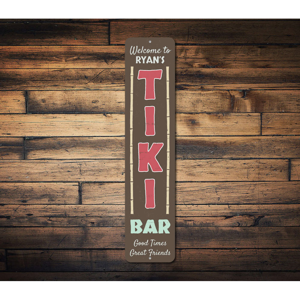 Tiki Bar Vertical Welcome Sign Aluminum Sign