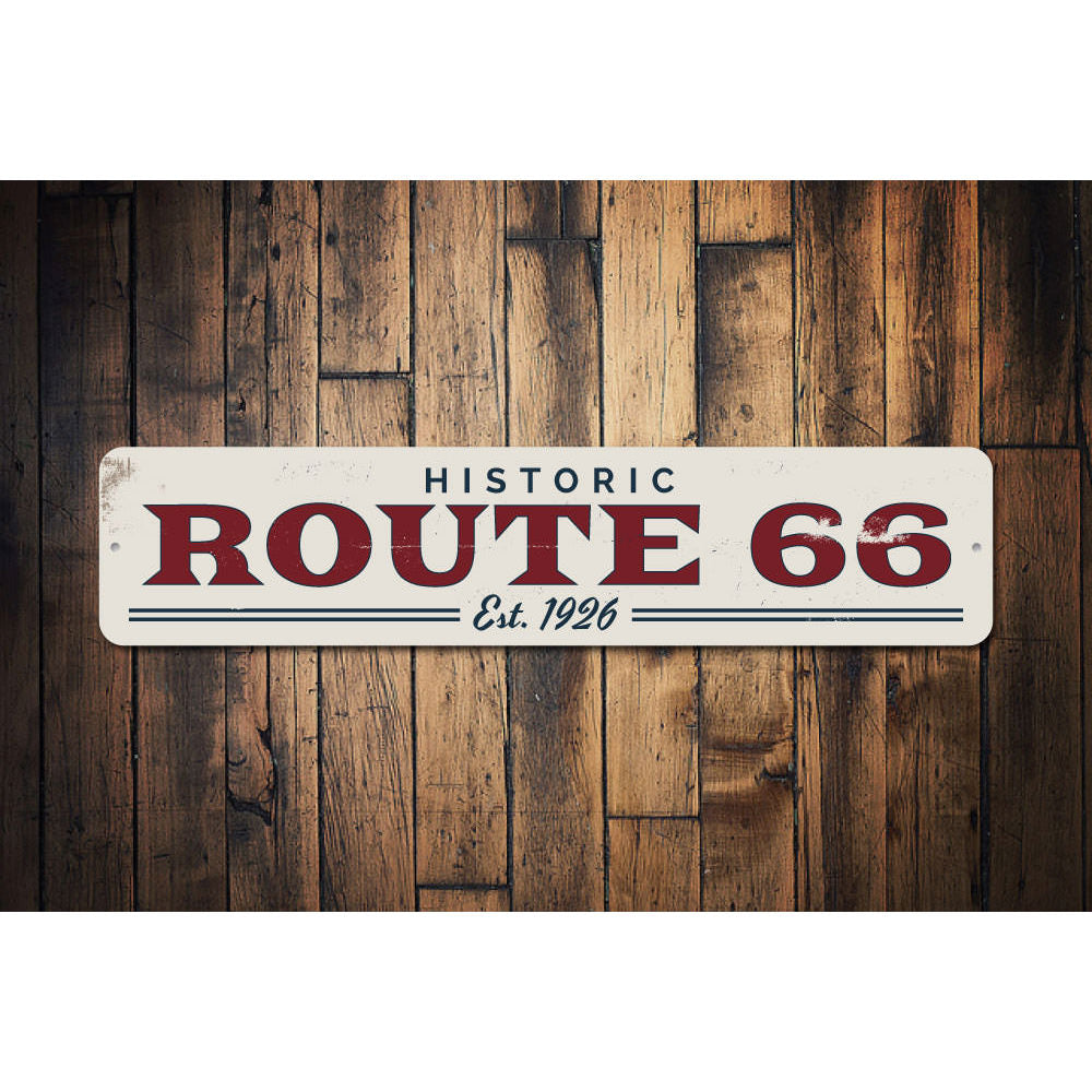 Route 66 Est Date Sign Aluminum Sign