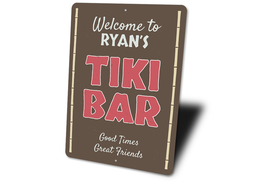 Welcome Name Tiki Bar Sign Aluminum Sign