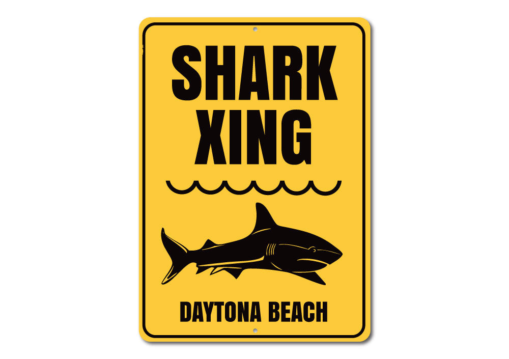 Beach Name Shark Crossing Sign
