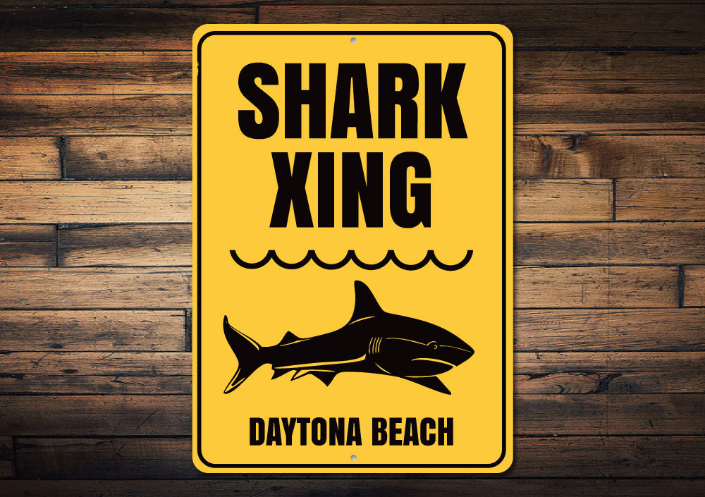 Beach Name Shark Crossing Sign