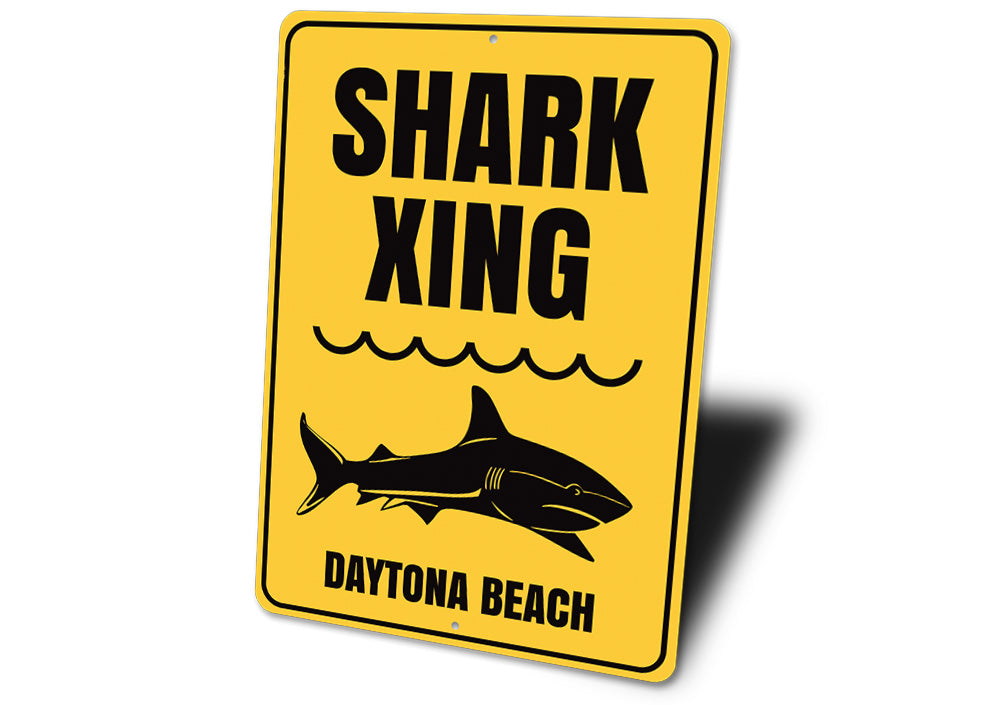 Beach Name Shark Crossing Sign