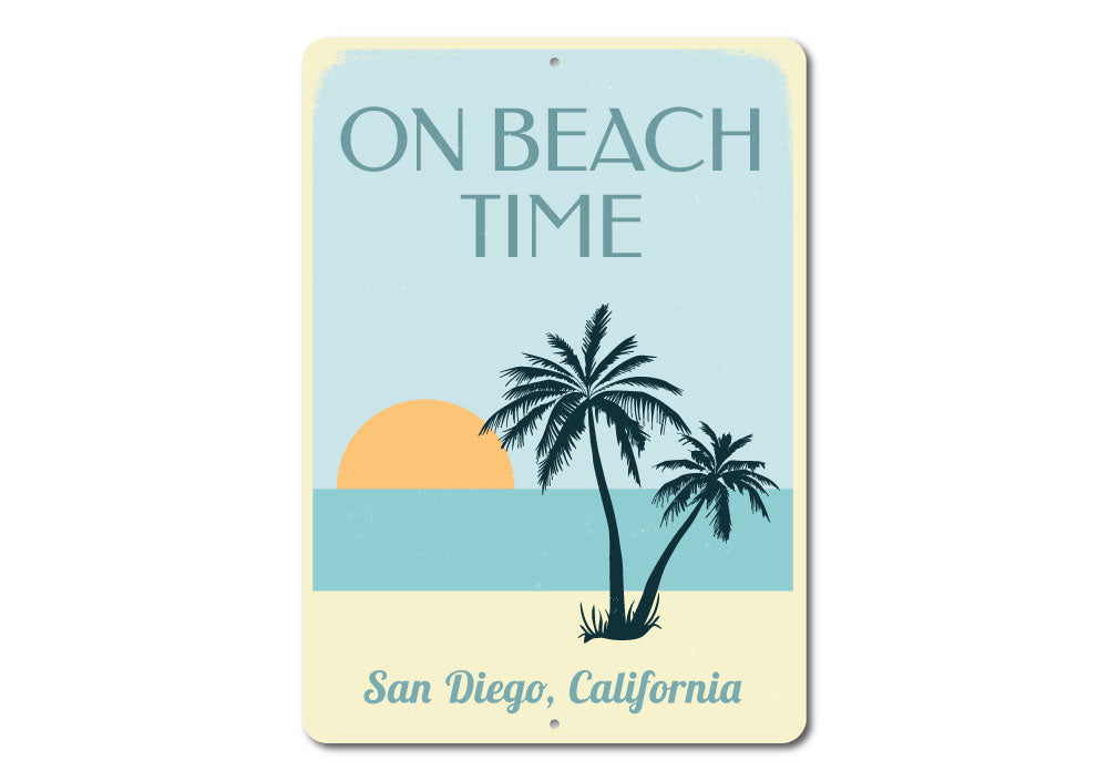 On Beach Time Sunset Sign