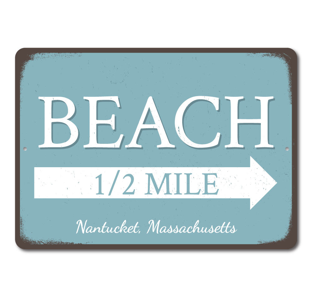 Beach Half Mile Arrow Sign