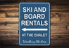 Ski & Board Rentals Sign Aluminum Sign