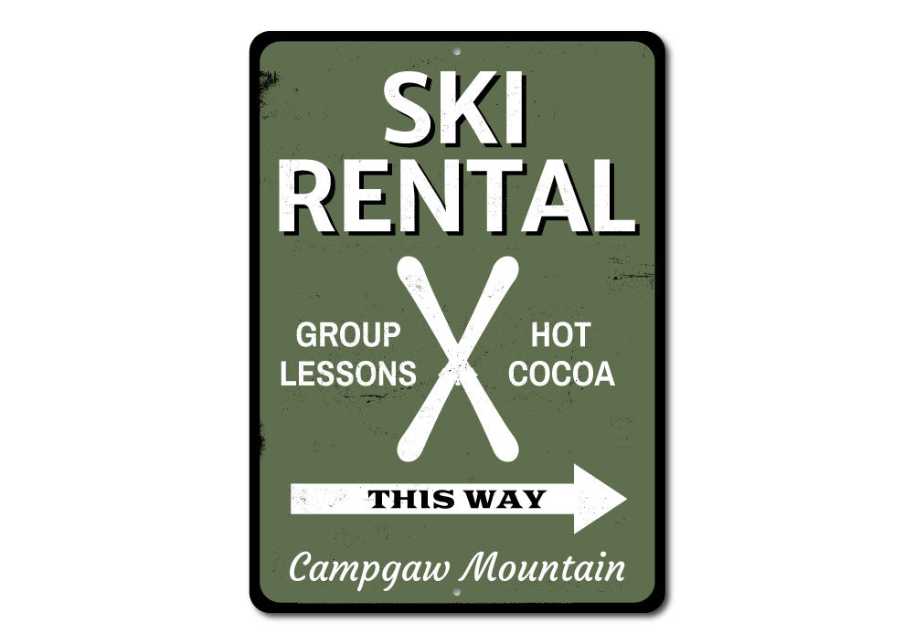 Aluminum Ski Lodge Signs Rental This Way Sign Novelty Metal Signage for ...